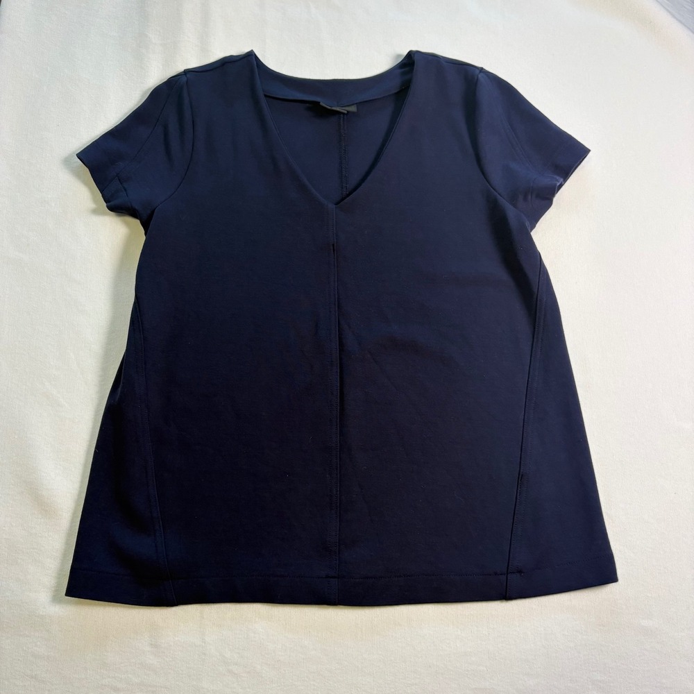 J. Jill, Wearever V-Neck Top, XS, Navy Blue, Short Sleeve Jersey Knit